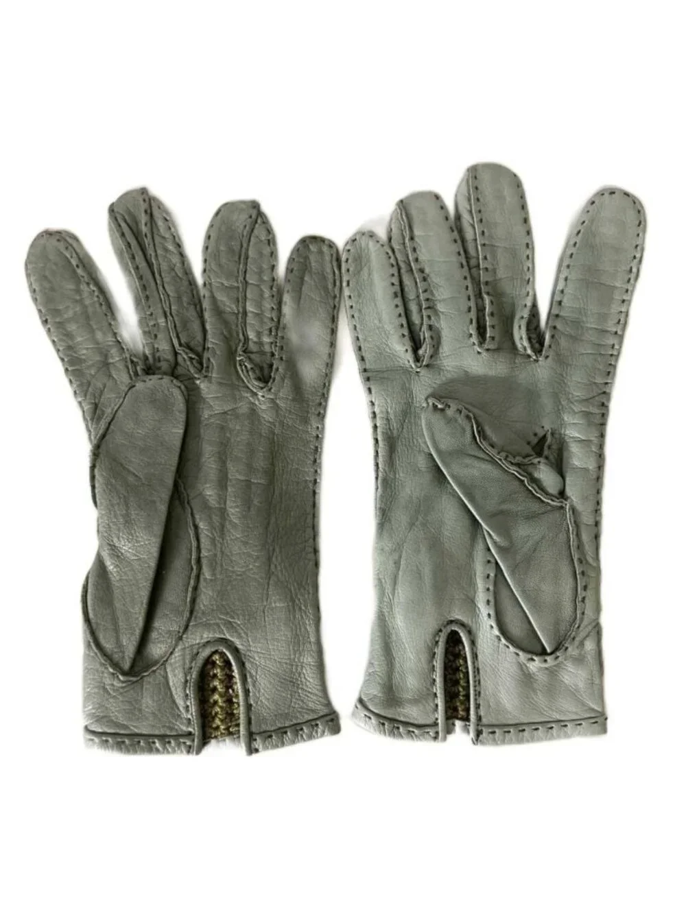 Hermes Leather Gloves Contrast Green